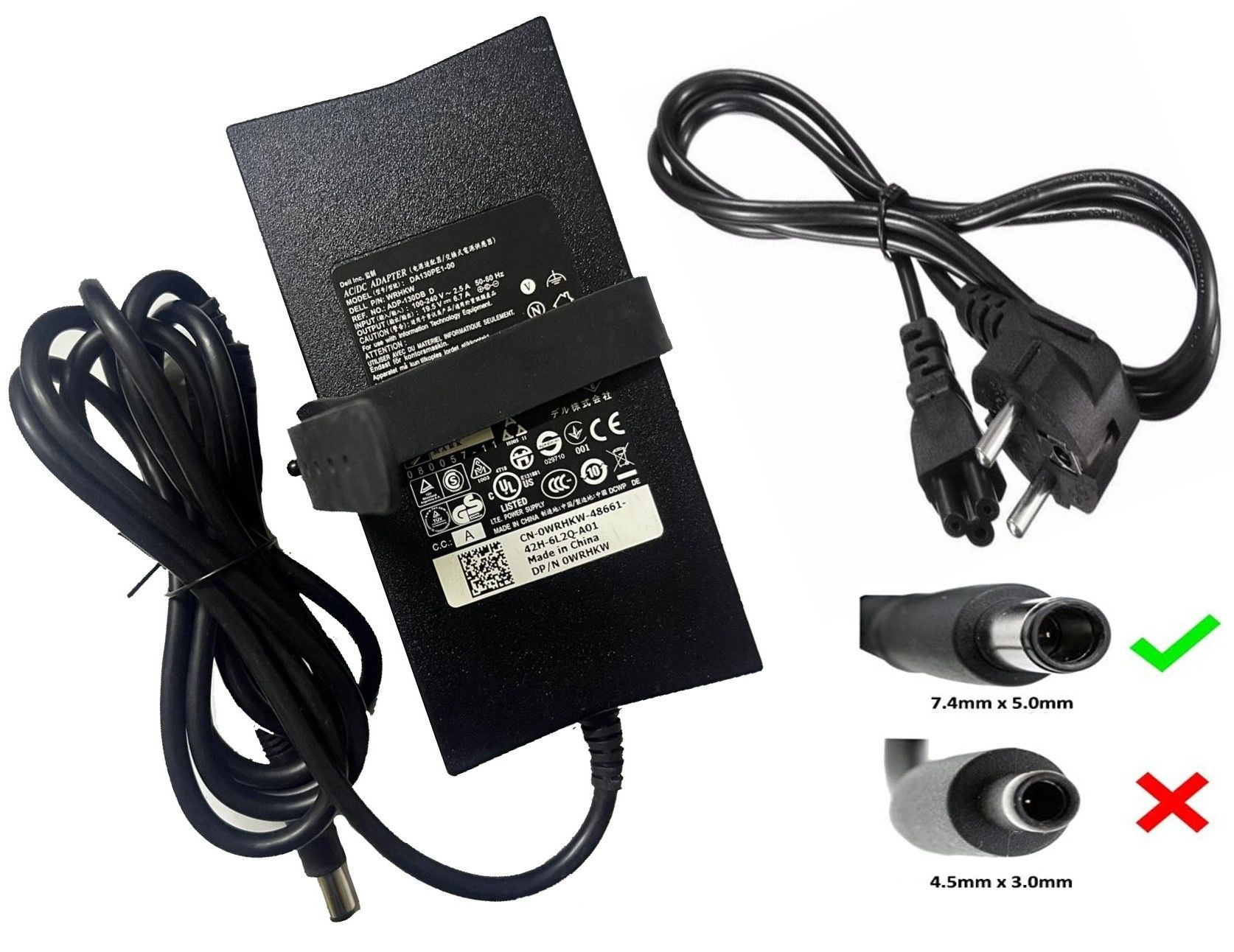 Orijinal Dell 19.5V 6.7A 7.4 x 5.0mm Notebook Adaptör Şarj Cihazı CN-0WRHKW DA130PE1-00