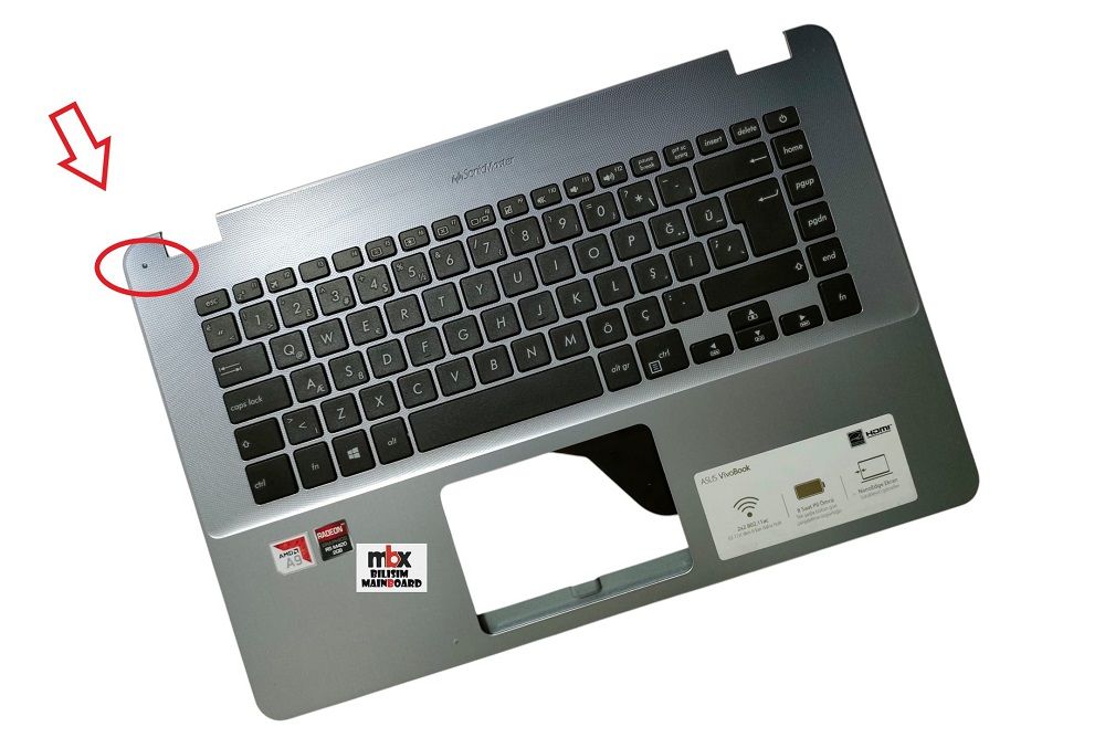 Asus Vivobook 15 X505 X505B X505BA X505BP X505ZA Orijinal Üst Kasa Klavye Kasa 13NB0F42P06011