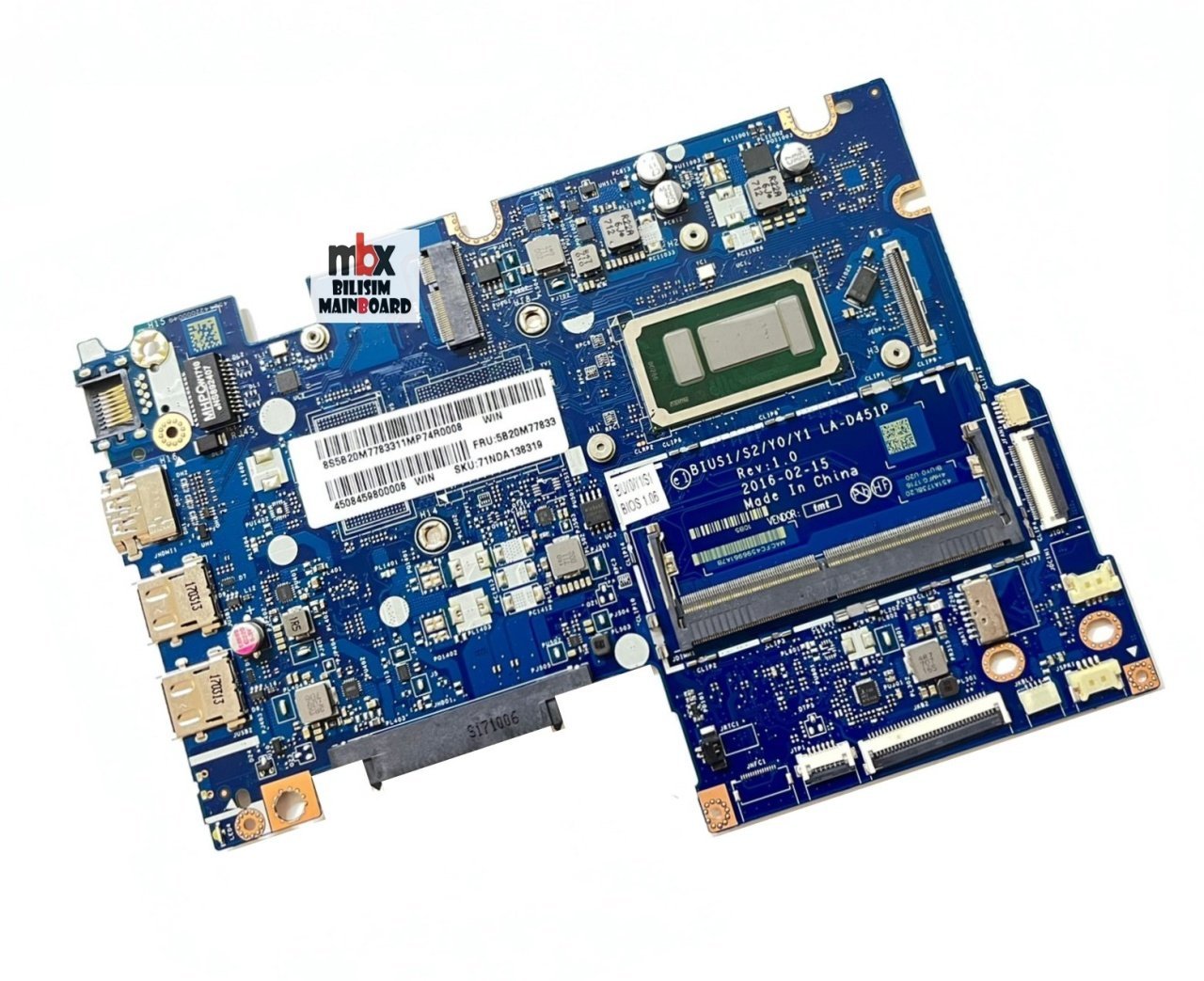 Lenovo Yoga 510 510-14ast i3-6006U Notebook Anakart BIUS1/S2/YO/Y1 LA-D451P