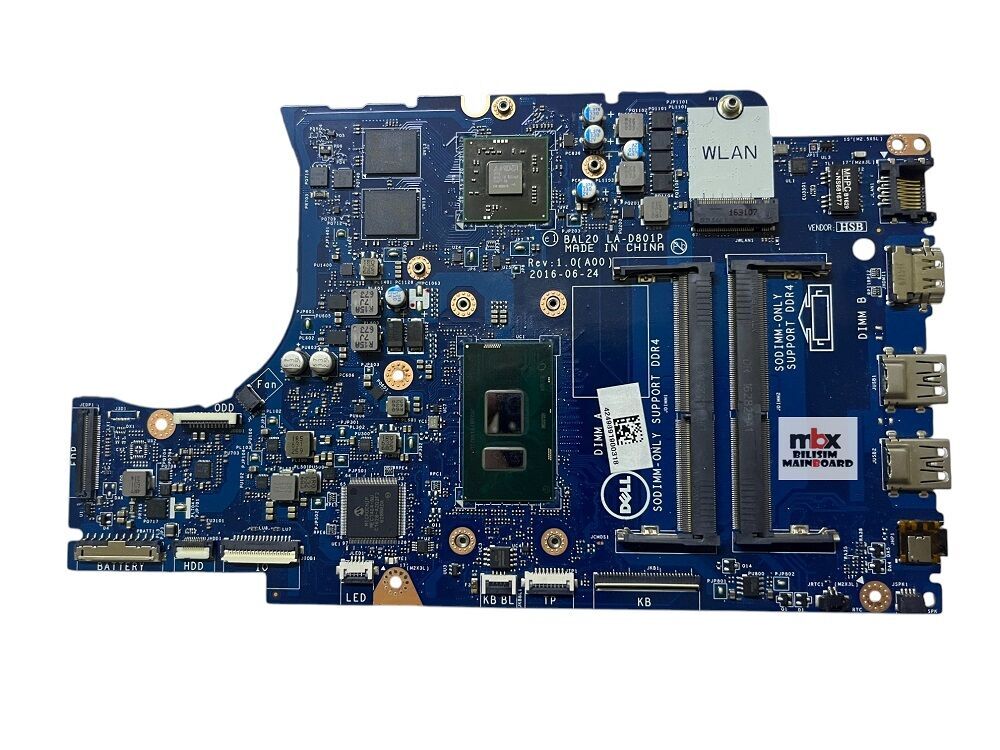 Dell İnspiron 15-5565 15-5567 5567 5565 P66f BAL20 LA-D801P Anakart