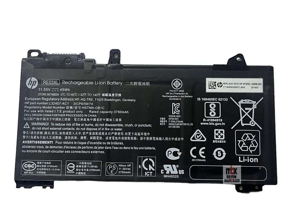 Hp Probook 440-G6 430-G6 445-G6 450-G6 455-G6 440-G7 430-G7 445-G7 450-G7 455-G7  Notebook Batarya L32656-005 RE03XL