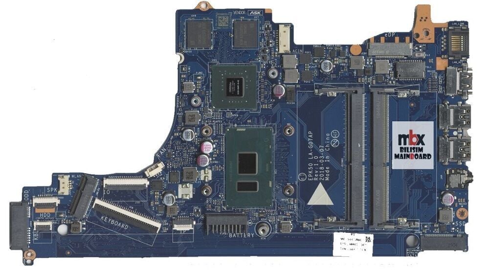 EPK50 LA-G07AP Hp 250 G7 255 G7 15-DB 15-DA 15T-DB İ3-7020U SR3LD Laptop Anakart EPK50 LA-G07AP