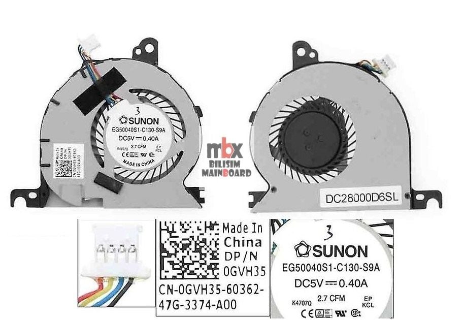 Dell Latitude EG50040S1-C130-S9A Cpu Sogutucu Cooling Fan DC28000D6SL