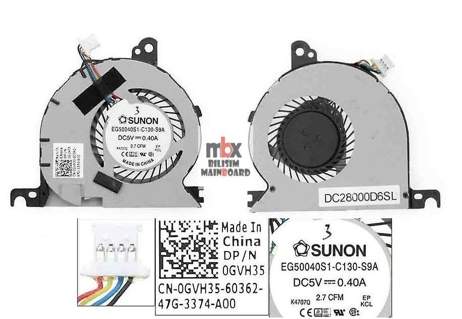 Dell Latitude E7240 P22S Orijinal Cpu Sogutucu Cooling Fan