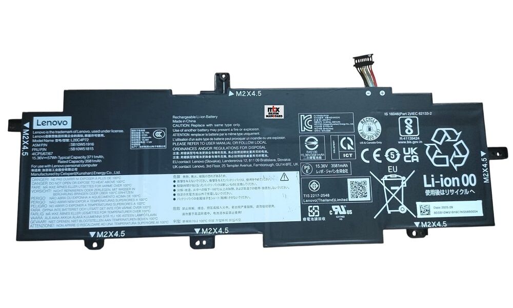 Lenovo ThinkPad T14s Gen 2 Orijinal Batarya Pili L20C4P72 SB10W51916 5B10W51815