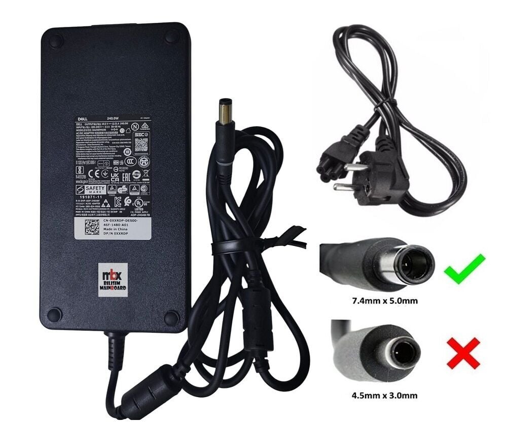 DA240PM190 CN-0XXRDP Dell 19.5V 12.31A 240W Orijinal Notebook Şarj Adaptörü