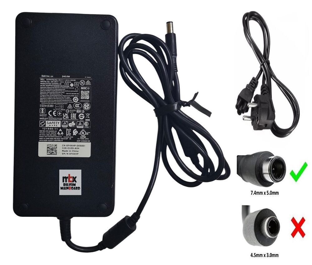 GA240PE1-00 CN-0F4XHP Dell 19.5V 12.31A 240W Orijinal Notebook Şarj Adaptörü