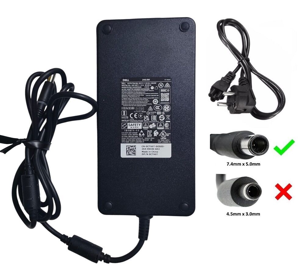 CN-0CTX6T Dell 19.5V 12.31A 240W DA240PM190 Orijinal Notebook Şarj Adaptörü
