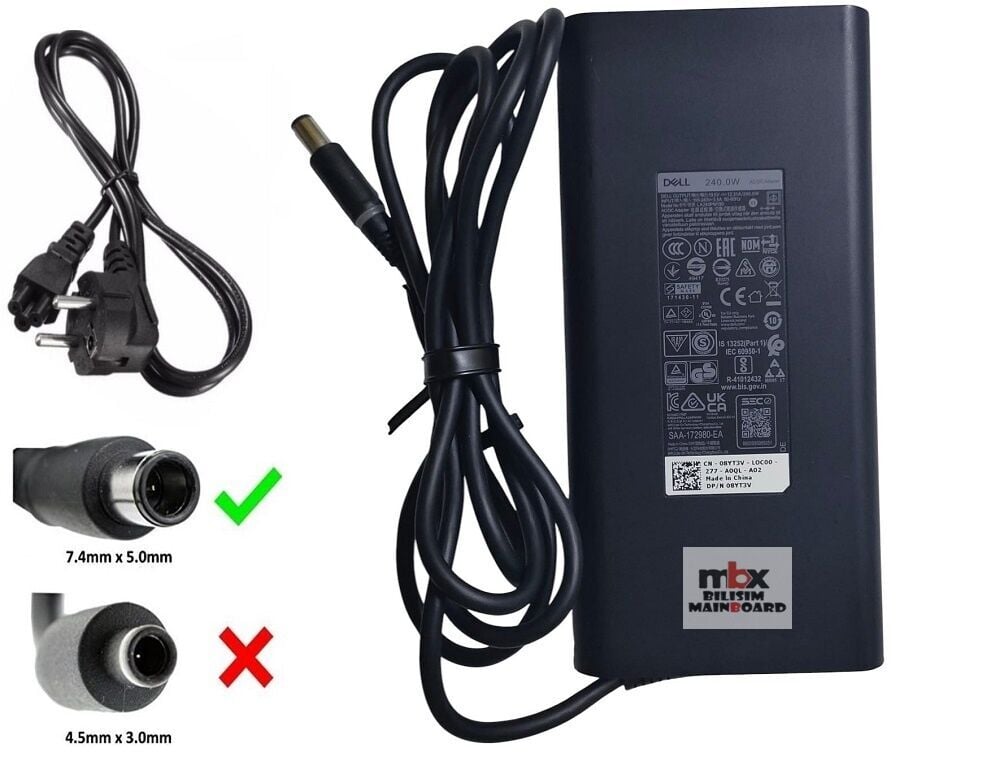 LA240PM180 CN-08YT3V Orijinal  Şarj Adaptörü Dell 19.5V 12.31A 240W