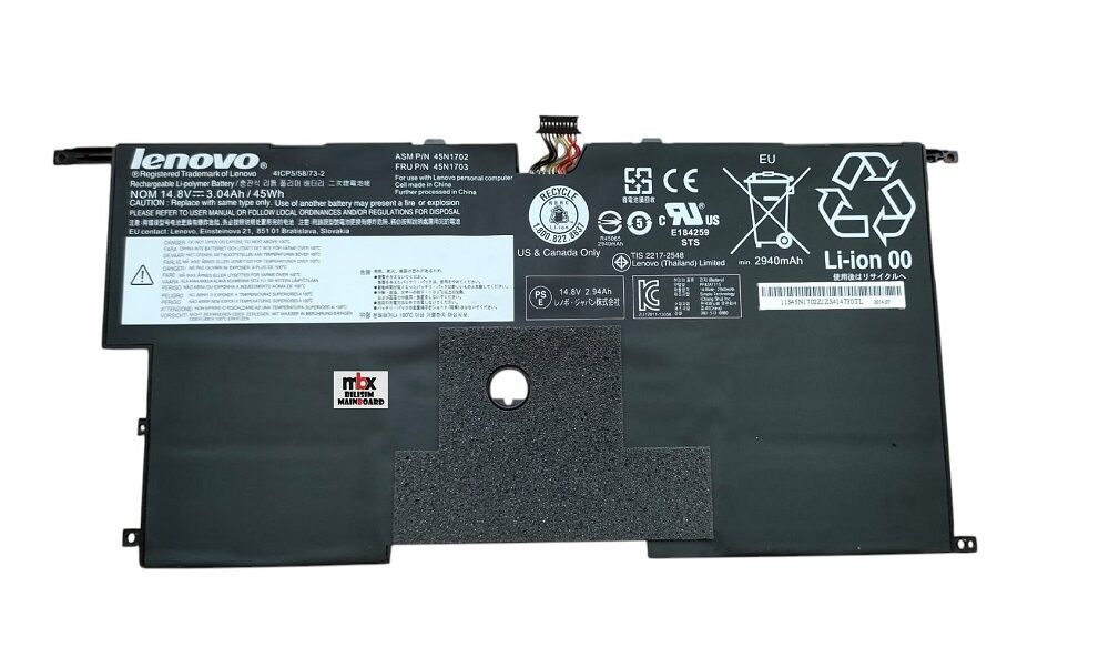 Lenovo ThinkPad X1 Carbon Gen2 Orijinal Batarya Pili 45N1702 45N1703