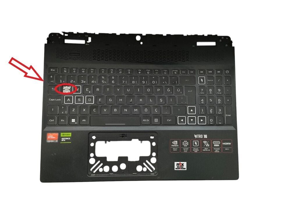 EAZGR00301A Acer Nıtro 16 AN16-41 Orijinal Üst Kasa Klavye Kasa İngilizce Klavye
