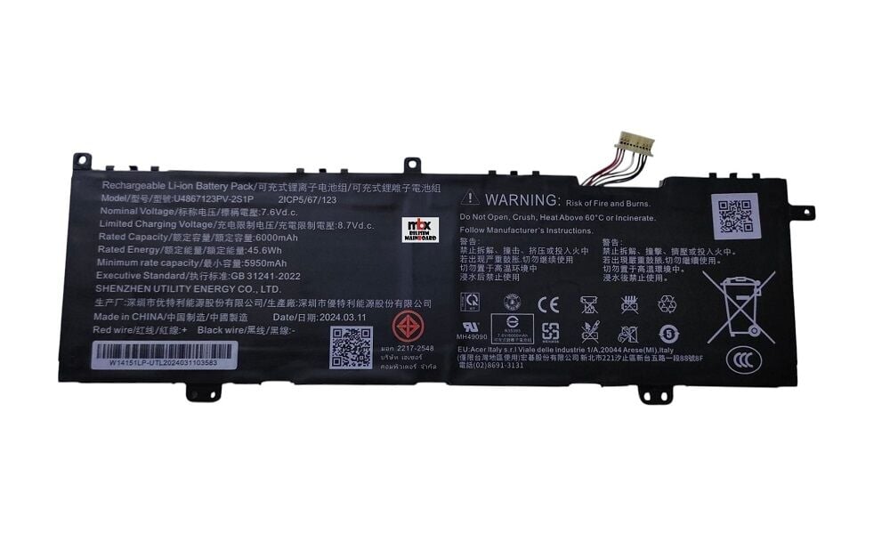 Aspire Lite 14 AL14-31P-34RN 15 N23J1 N23G1 Orijinal Batarya Pili U4867123PV-2S1P